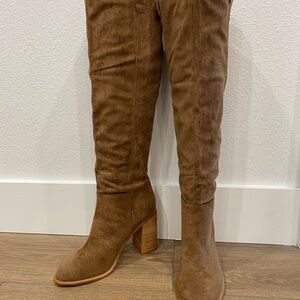 Brown Suede Knee-High Boots